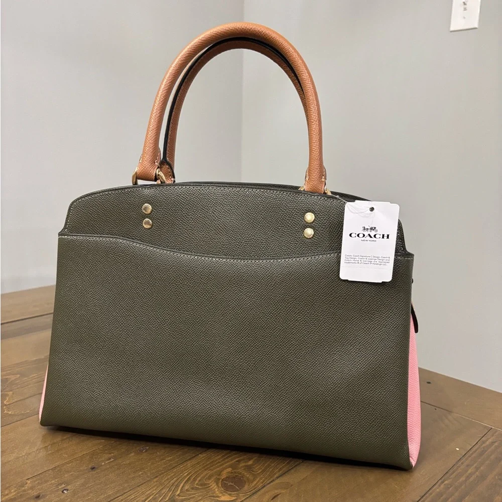 NWT Coach Lillie Colorblock Carryall - Green, Pink and Brown
